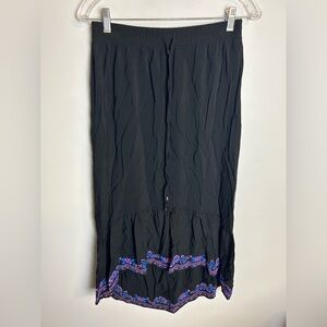 Time and Tru Black Midi Skirt Size S Western Boho elastic waist Cowgirl